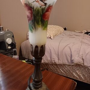 Cream and Brown Decorative Accent Lamp with Vintage Design